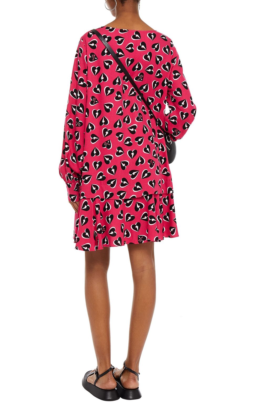 LOVE MOSCHINO Fluted printed crepe mini dress
