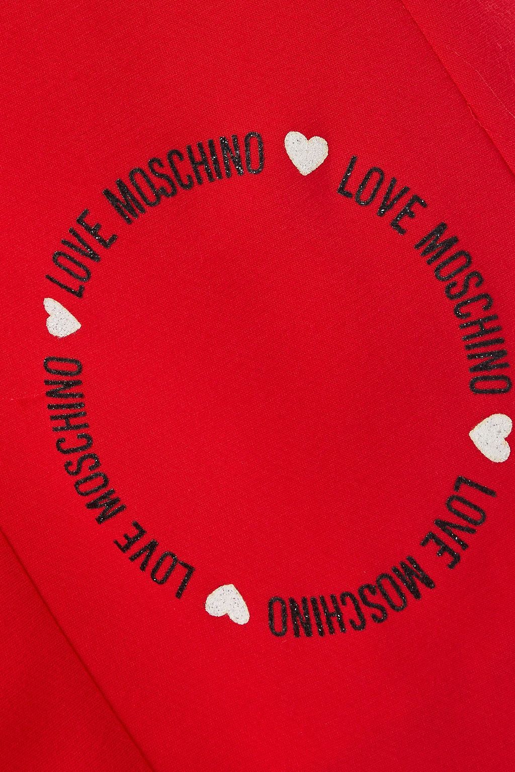 LOVE MOSCHINO Glittered printed stretch-jersey mini dress