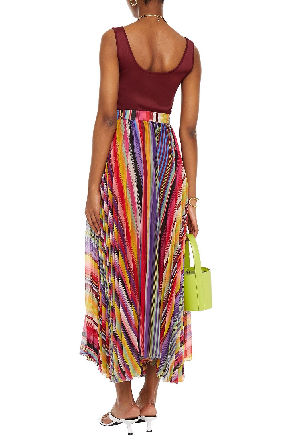 ETRO Plissierter Maxirock aus Georgette mit Streifen