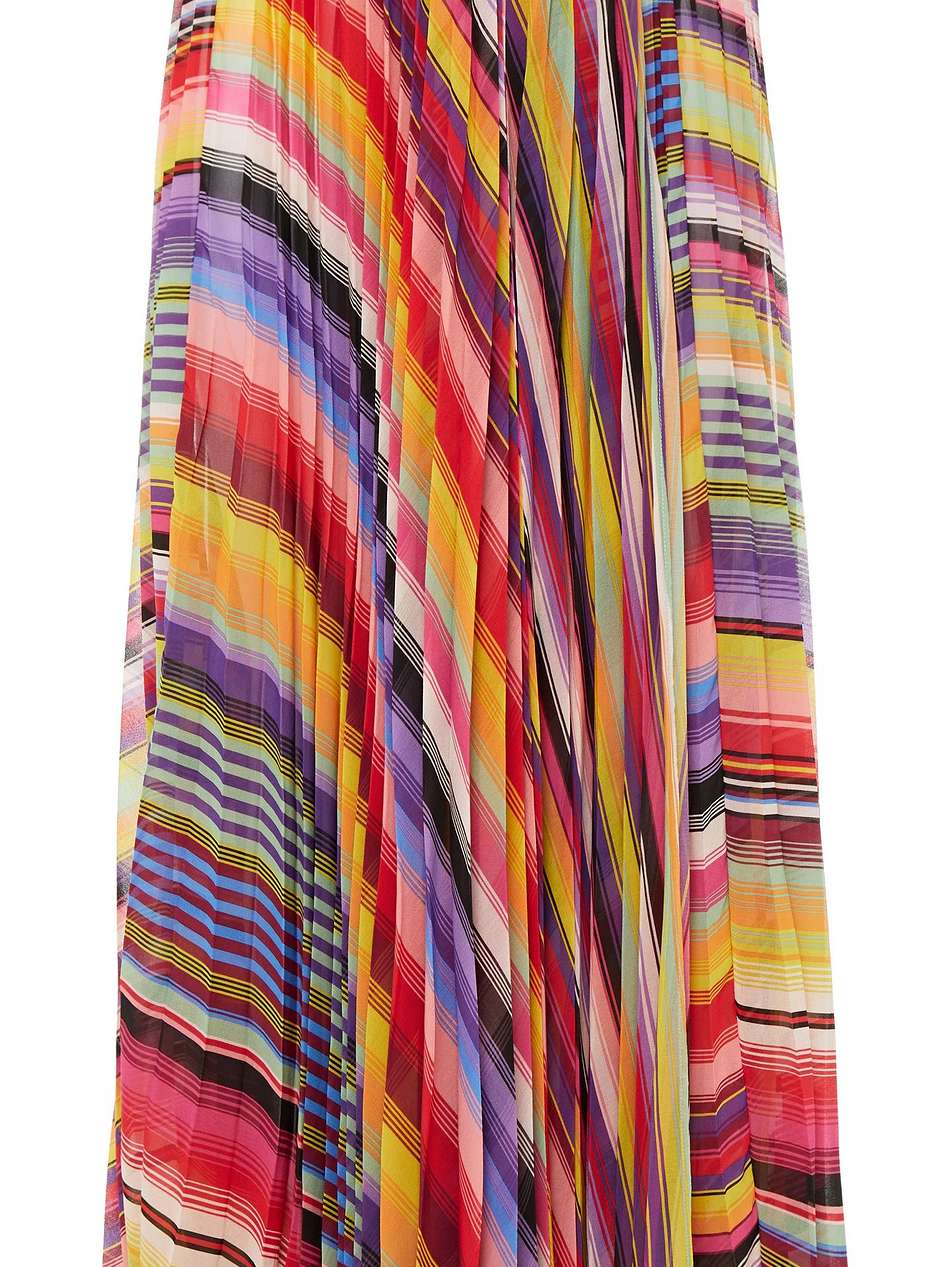 asymmetric pleated striped georgette midi wrap skirt