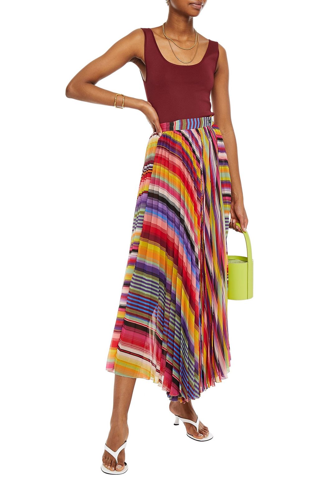 ETRO Plissierter Maxirock aus Georgette mit Streifen