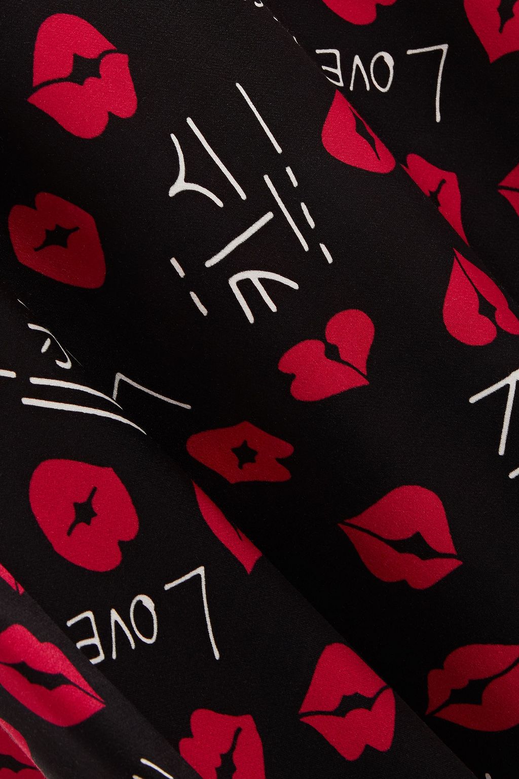 LOVE MOSCHINO Belted printed satin midi dress