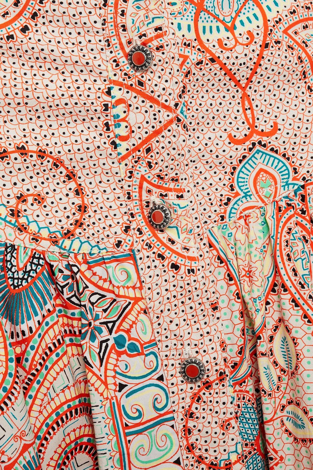 ETRO Gathered printed cotton-poplin midi skirt