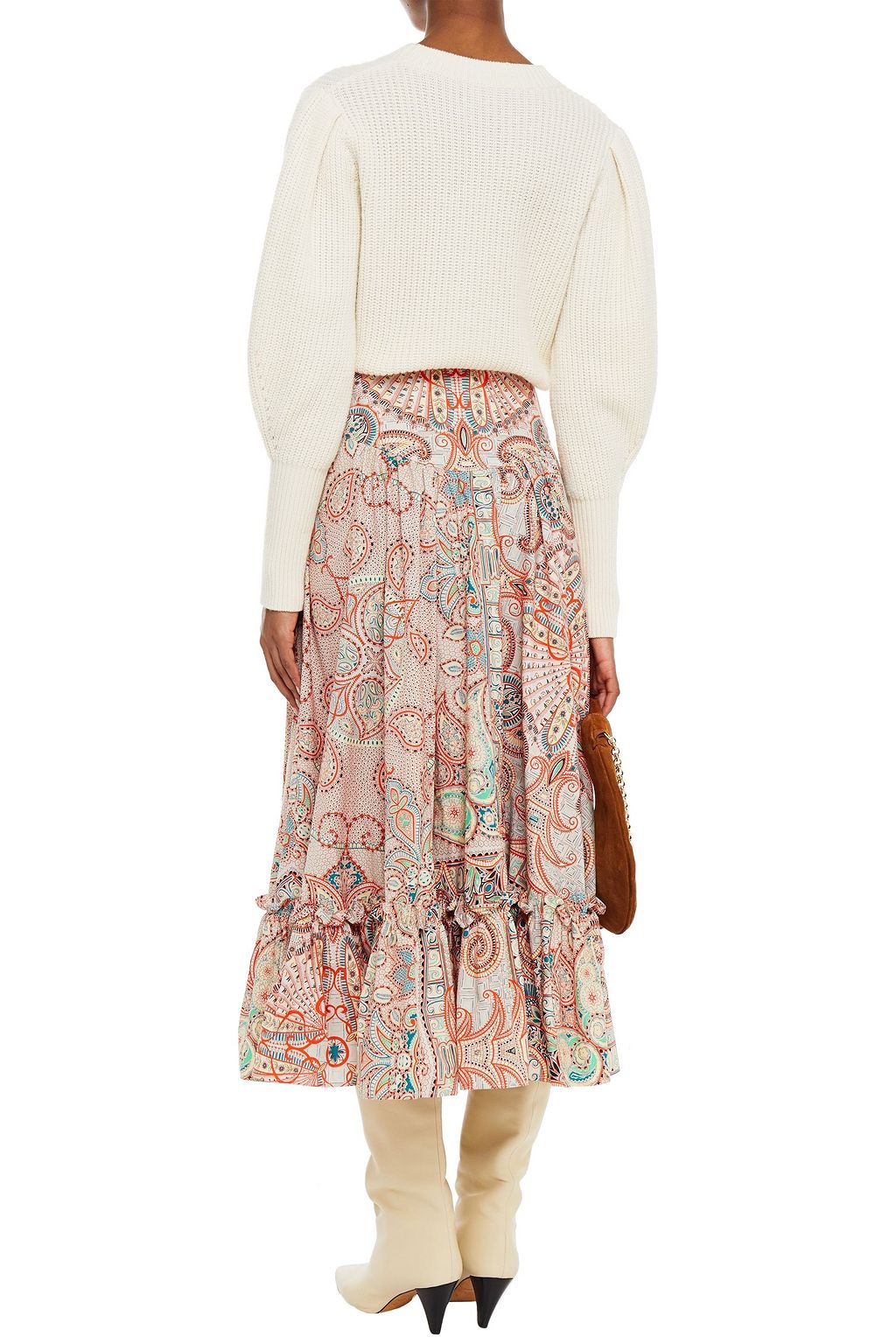 ETRO Gathered printed cotton-poplin midi skirt