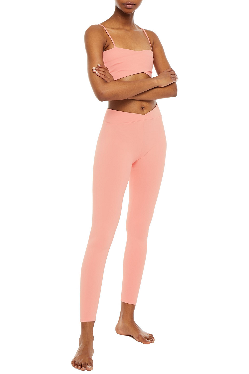 Live The Process Zen Grosgrain-trimmed Stretch-supplex Leggings In Baby Pink