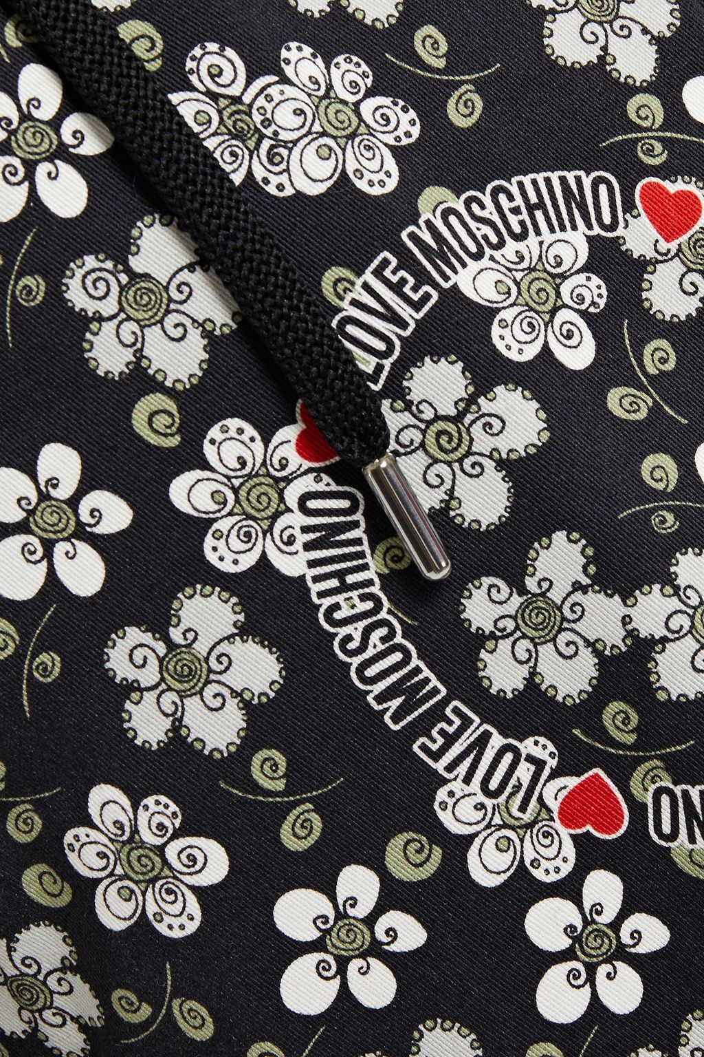 LOVE MOSCHINO Floral-print denim hooded jacket
