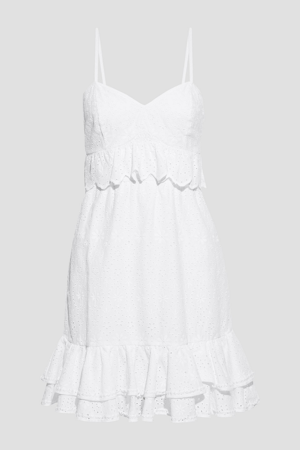 Charo Ruiz Ibiza Woman Buida Ruffled Broderie Anglaise Cotton-blend Mini Dress White Size S