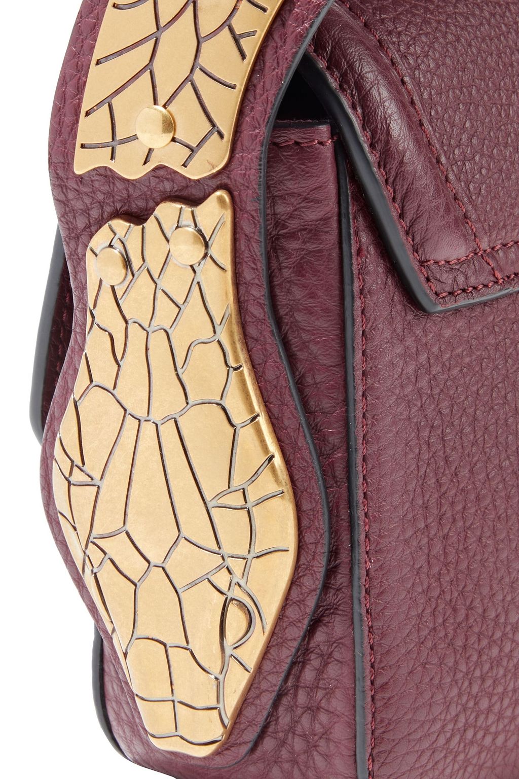 RED(V) Sin verzierte Schultertasche aus Narbenleder