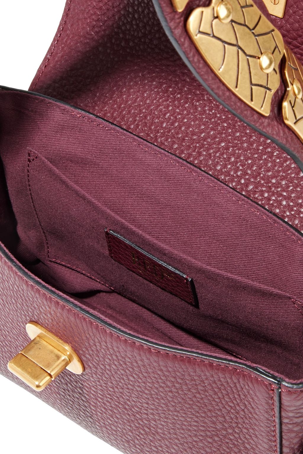 RED(V) Sin verzierte Schultertasche aus Narbenleder