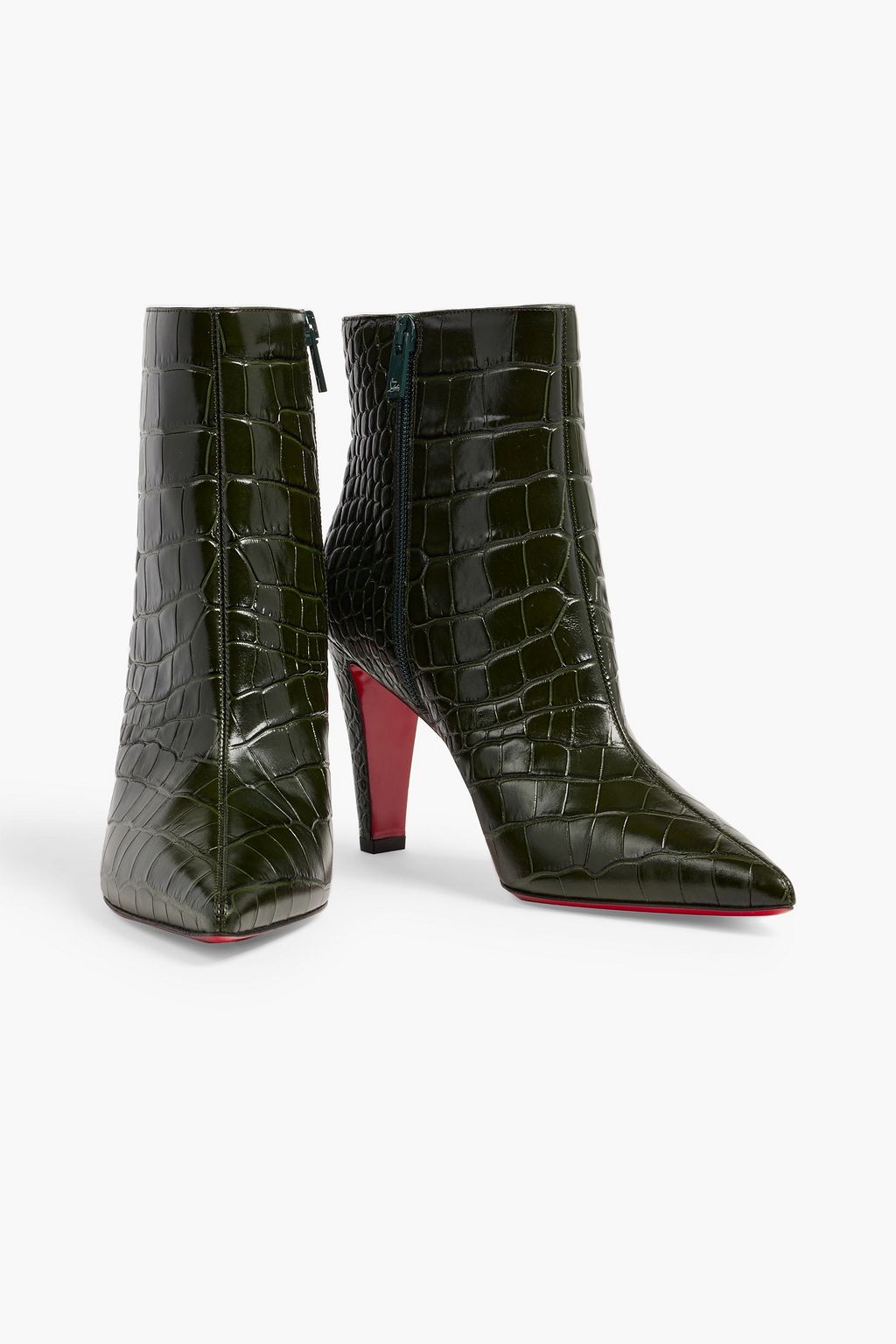 CHRISTIAN LOUBOUTIN Slimini 85 croc-effect leather ankle boots
