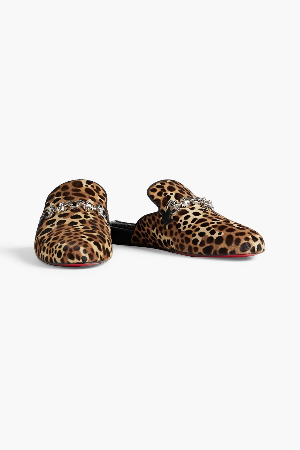 CHRISTIAN LOUBOUTIN Coolito Swing embellished leopard-print calf hair slippers