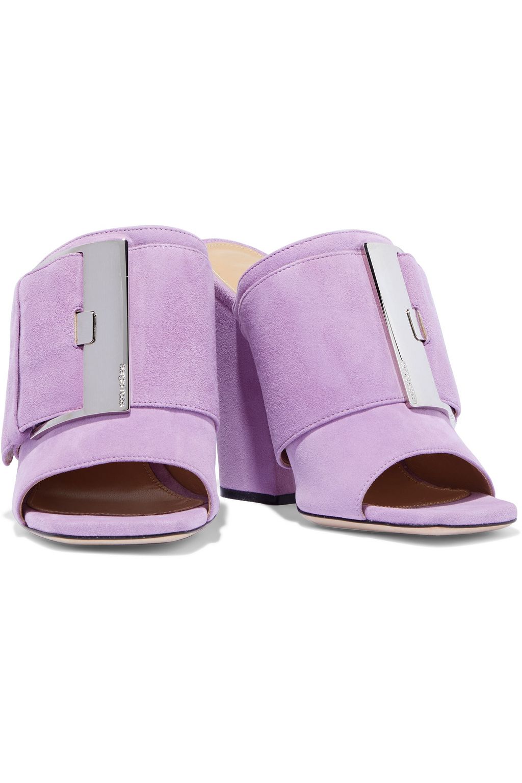 SERGIO ROSSI Logo-appliquéd suede mules
