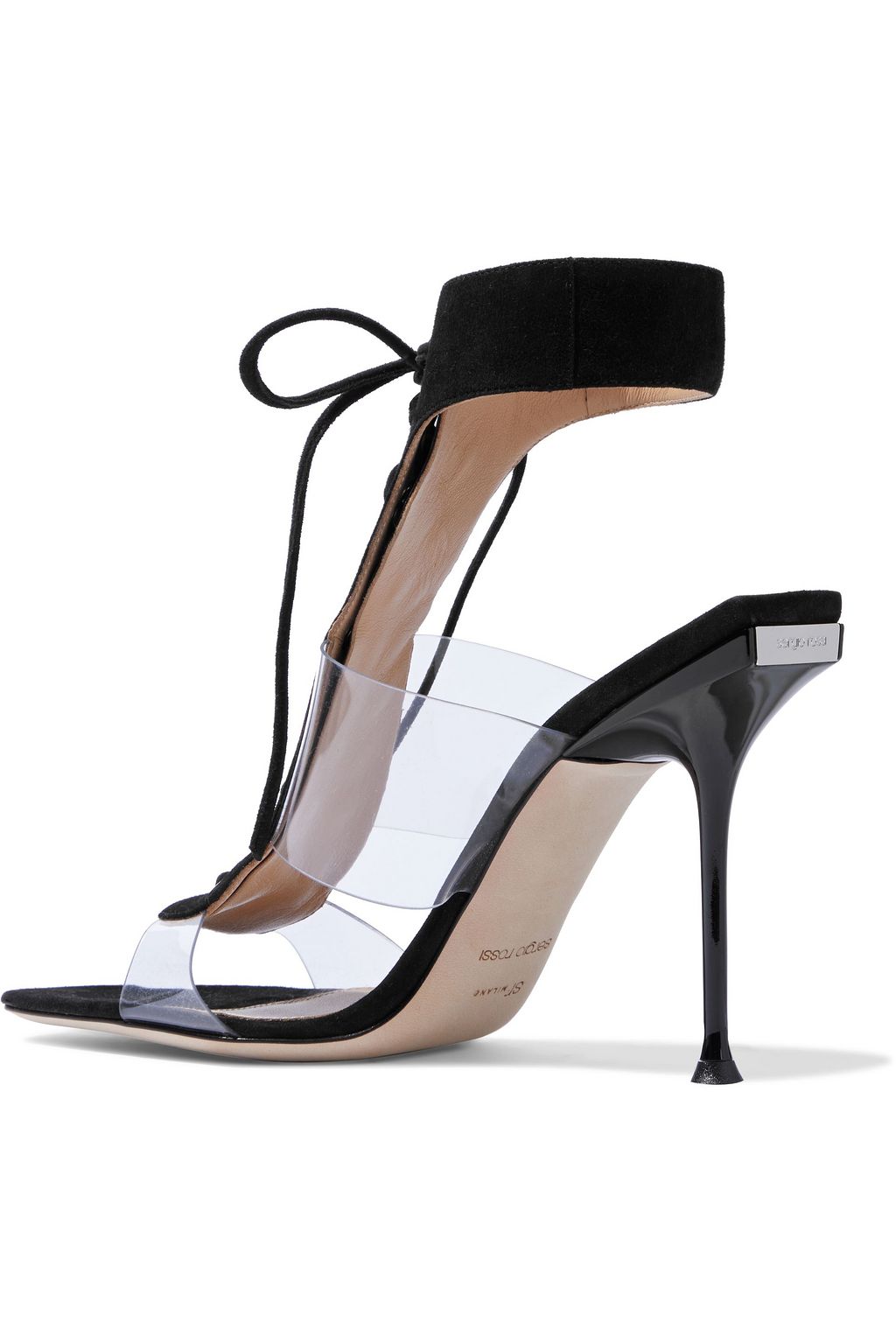 SERGIO ROSSI sr Milano 105 lace-up suede and PVC sandals