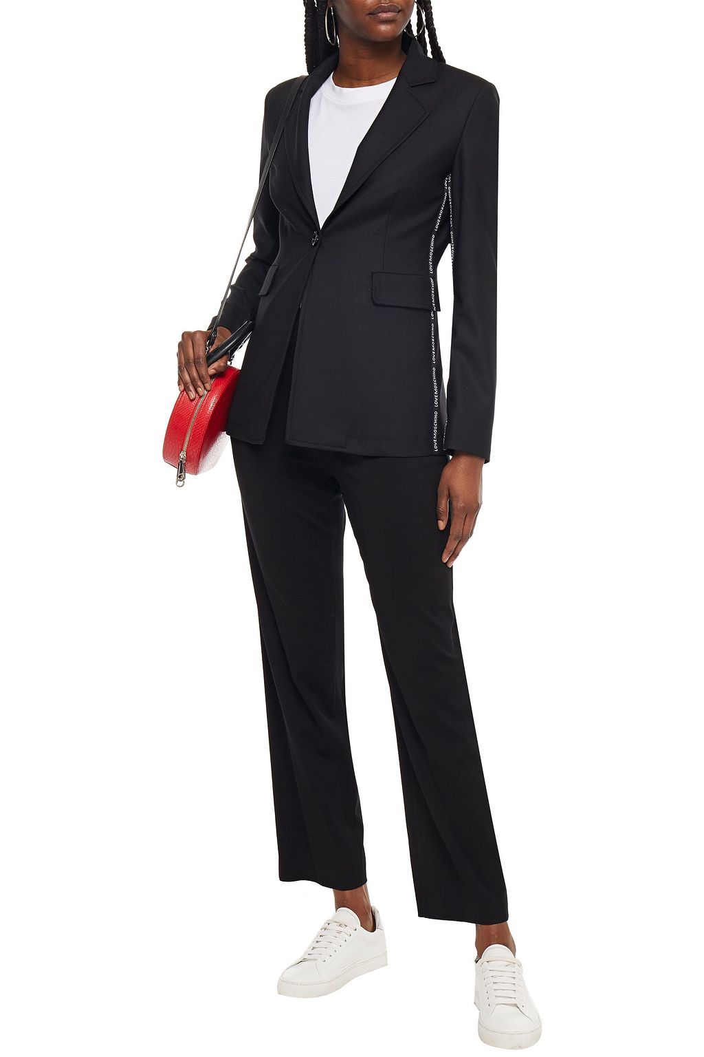 LOVE MOSCHINO Jacquard-trimmed stretch-twill blazer
