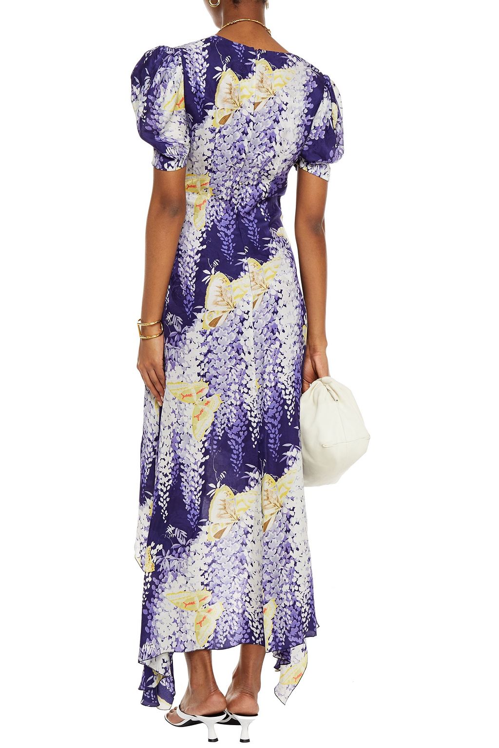 ETRO アシンメトリー プリントフローラルジャカード ミディワンピース