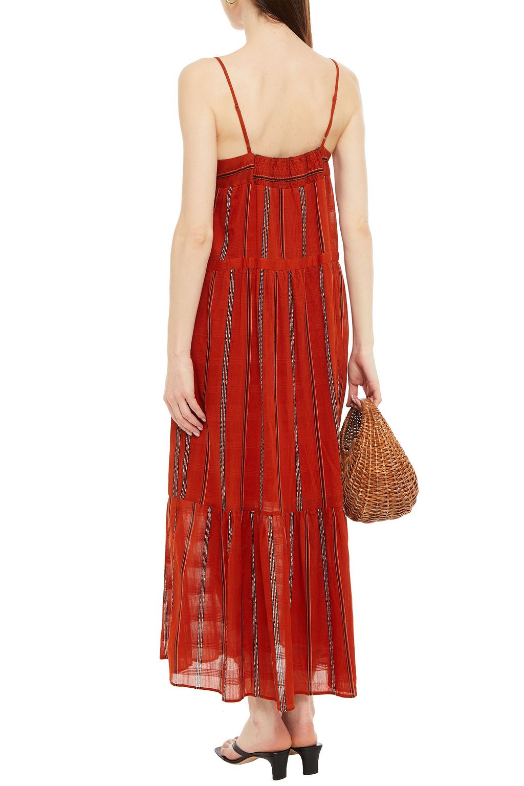 BA&SH Kyo tiered striped cotton-gauze maxi dress