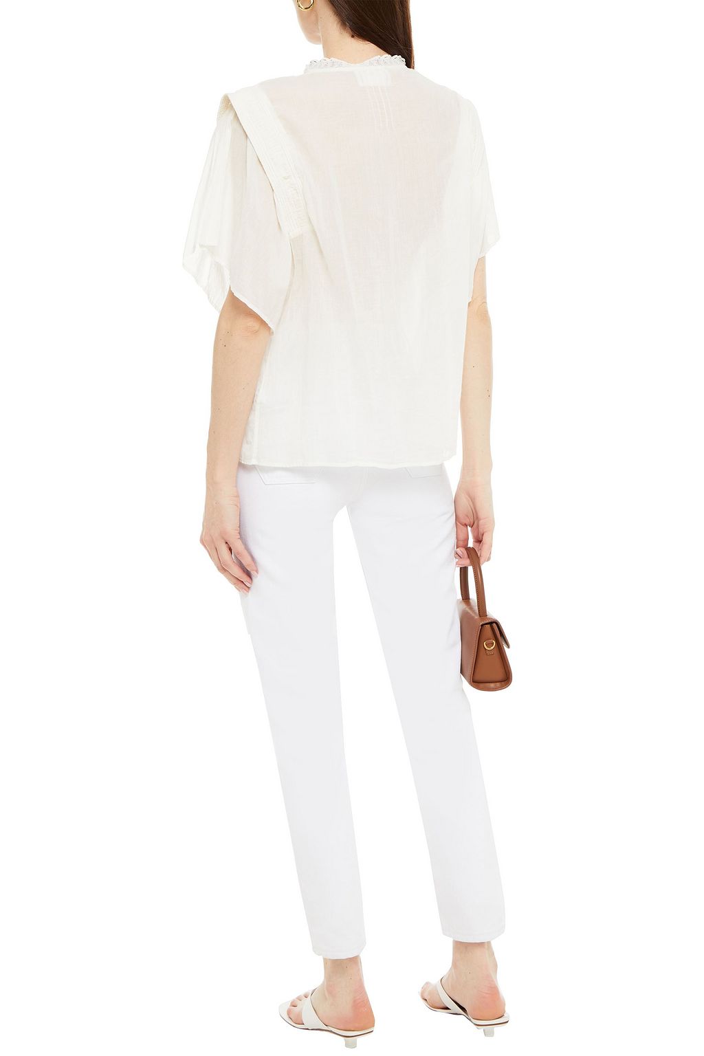 BA&SH Serena lace-trimmed pintucked cotton-gauze blouse