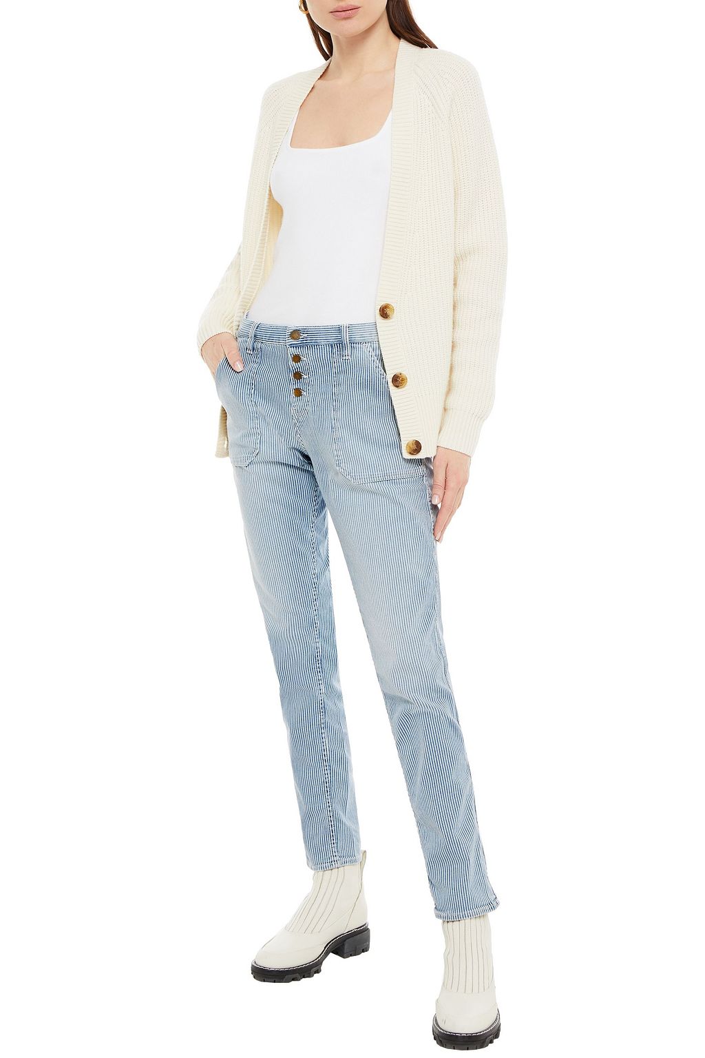 BA&SH Rmarc striped mid-rise slim-leg jeans