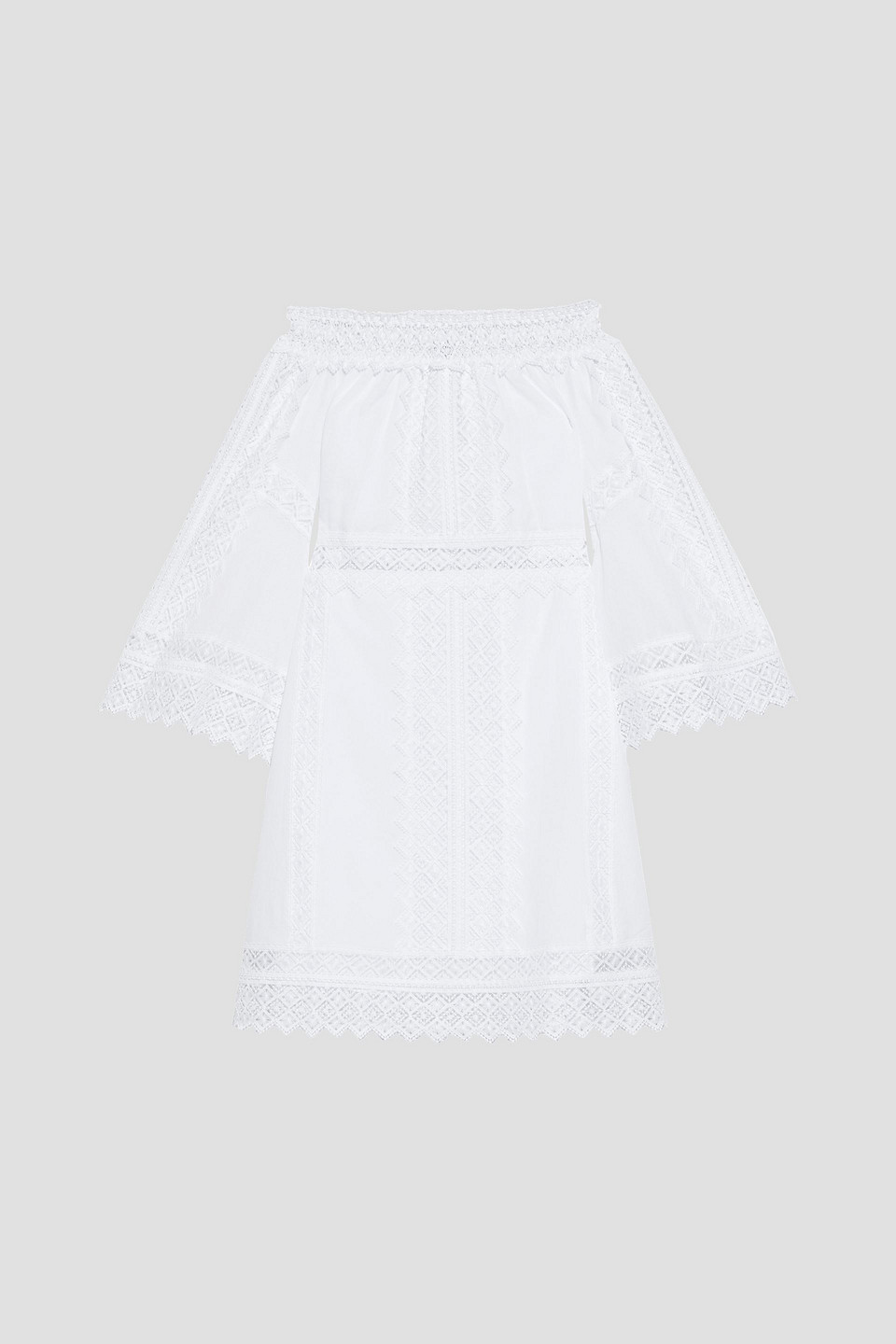 Charo Ruiz Ibiza Woman Ankaa Off-the-shoulder Crocheted Lace-paneled Cotton-blend Voile Mini Dress White Size XL