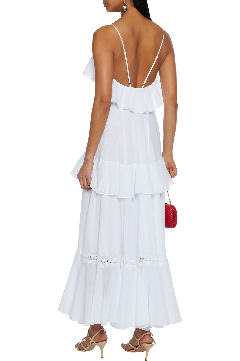 CHARO RUIZ IBIZA Amelia crocheted lace-trimmed ruffled cotton-blend voile maxi dress