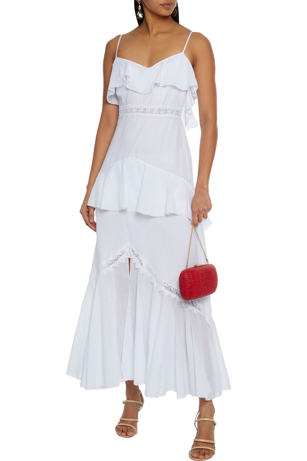CHARO RUIZ IBIZA Amelia crocheted lace-trimmed ruffled cotton-blend voile maxi dress
