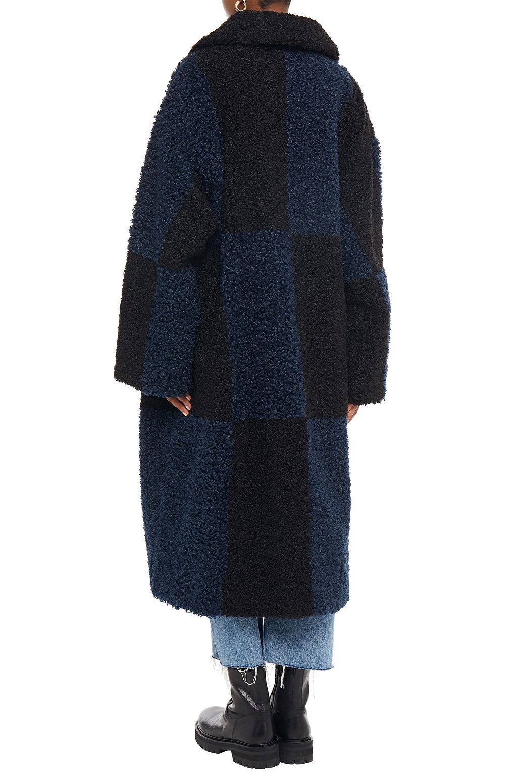 STAND STUDIO Nikki checked faux shearling coat