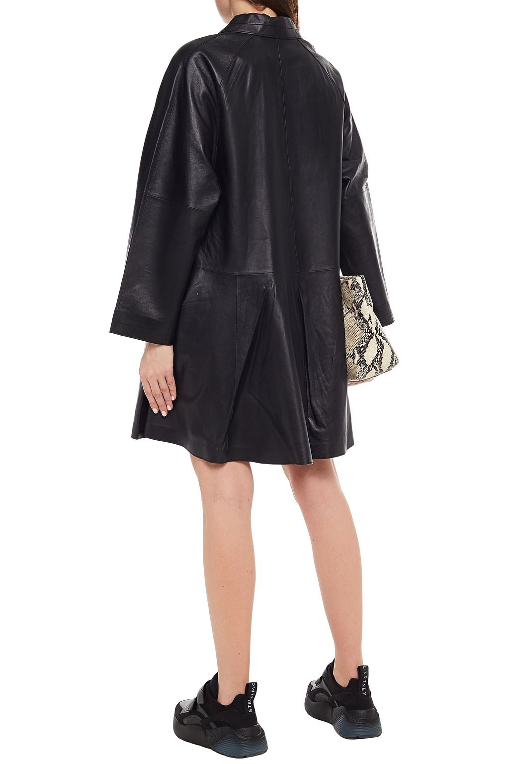 STAND STUDIO Athena fluted leather mini dress