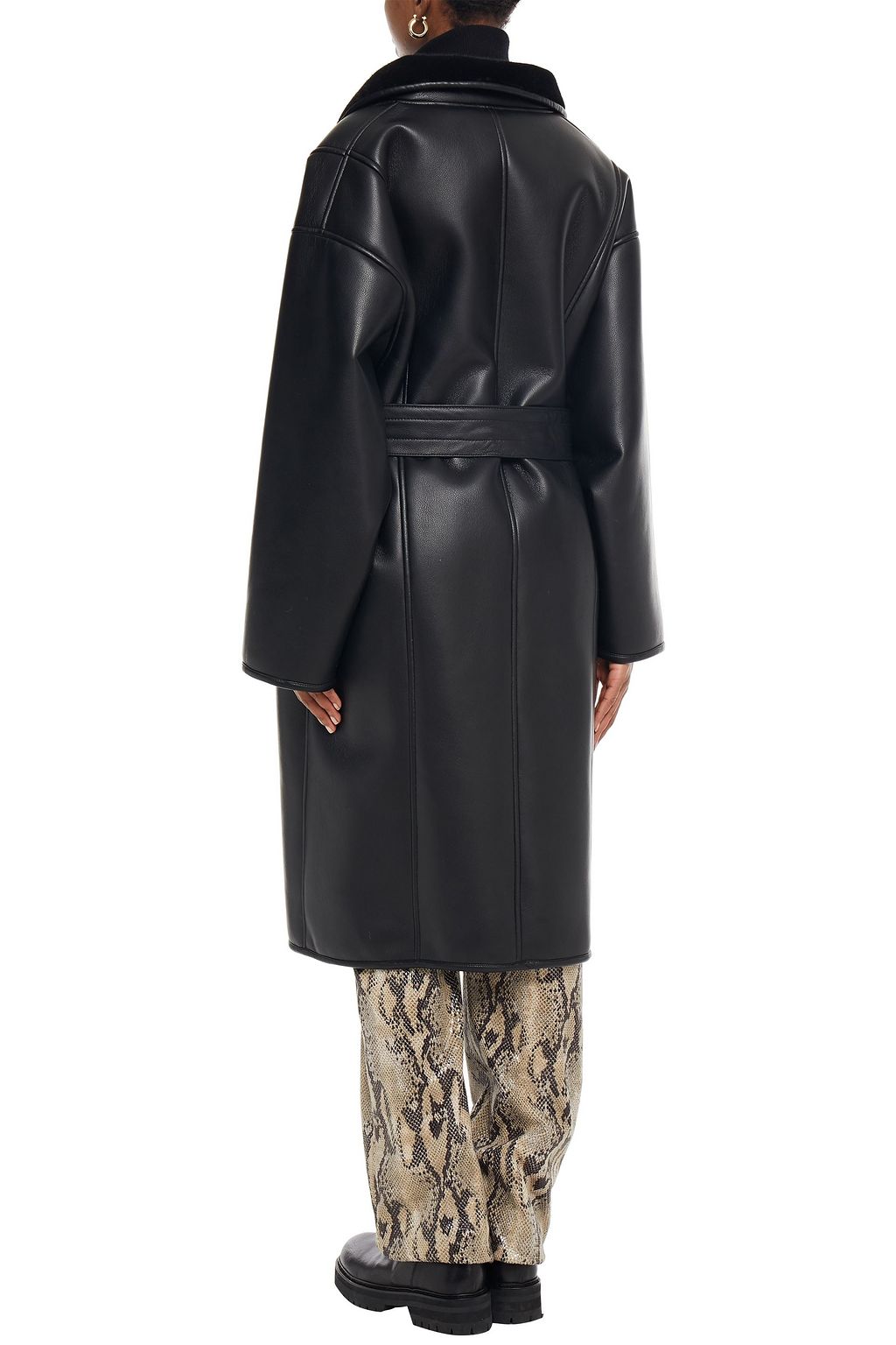 STAND STUDIO Krista belted faux leather jacket