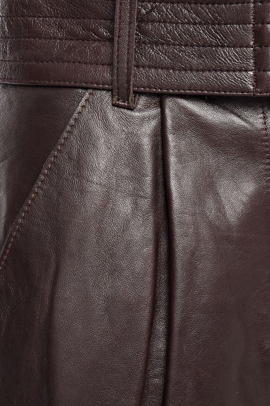 STAND STUDIO Jenna belted pleated leather wide-leg pants