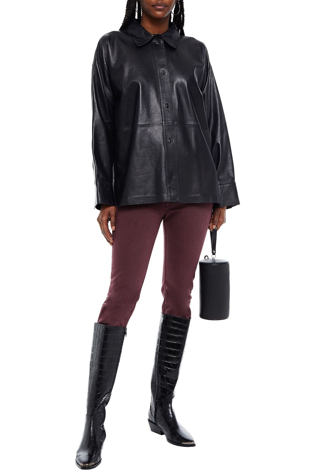 STAND STUDIO Dee oversized leather shirt