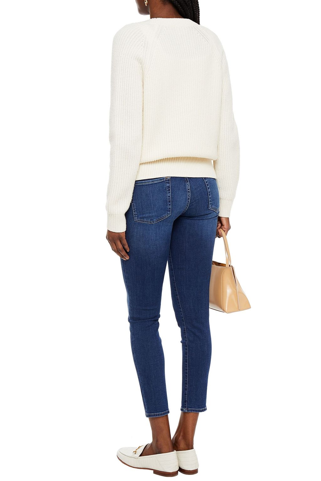 7 FOR ALL MANKIND Cropped faded low-rise slim-leg jeans