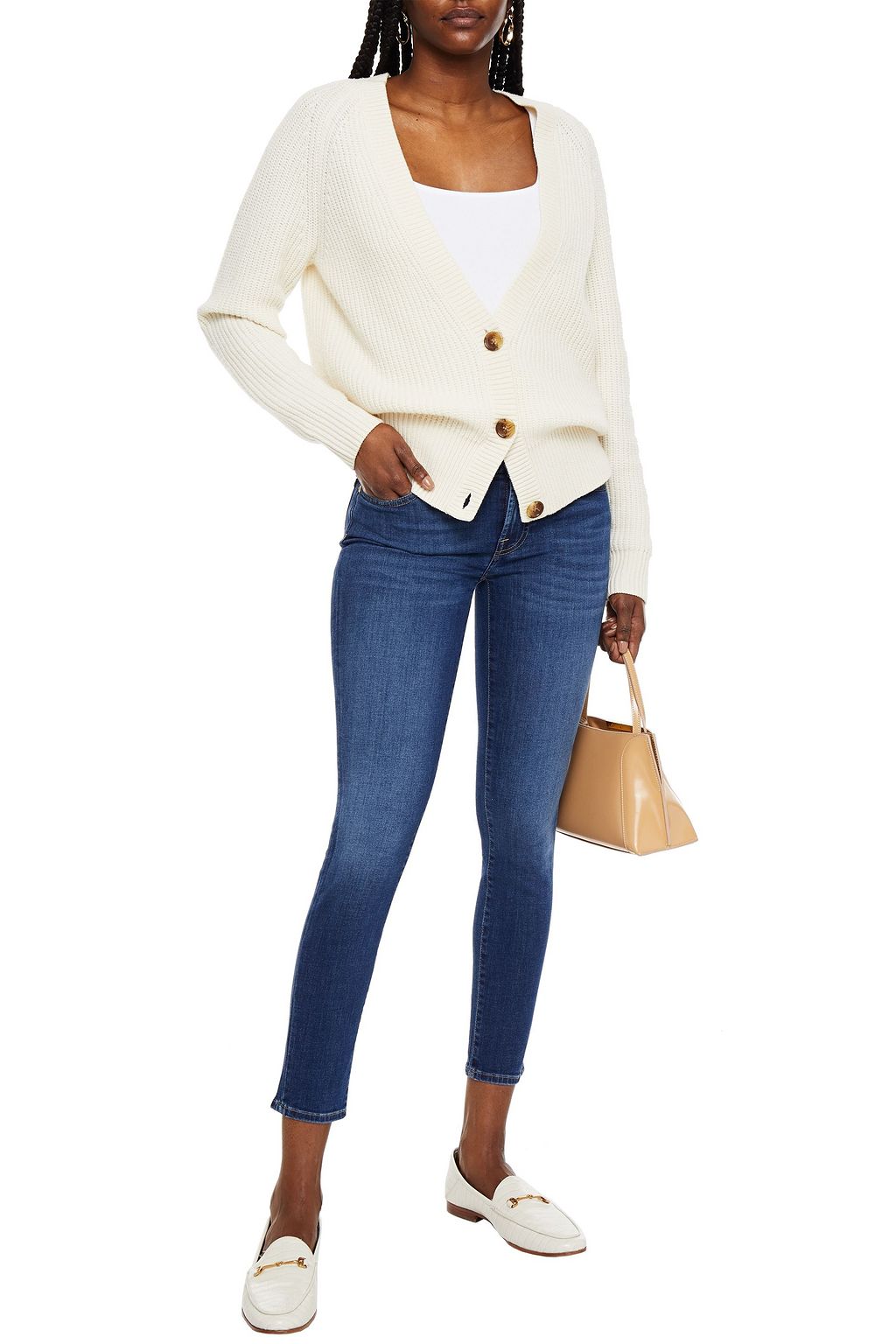 7 FOR ALL MANKIND Cropped faded low-rise slim-leg jeans