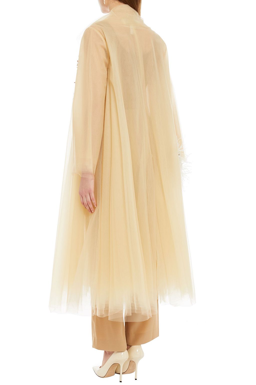 OSCAR DE LA RENTA Embroidered gathered tulle coat