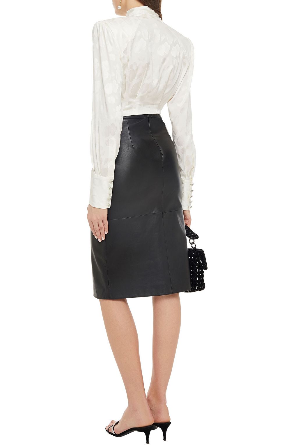 DOLCE&GABBANA Pussy-bow pleated silk-blend jacquard blouse