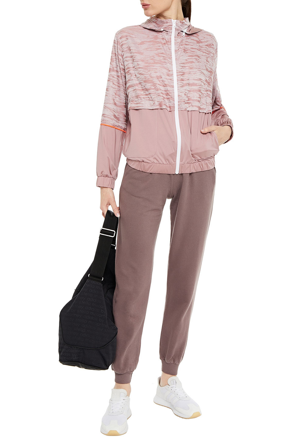 Lanston Sport Dean Layered Stretch-jacquard And Jersey Hoodie In Pink