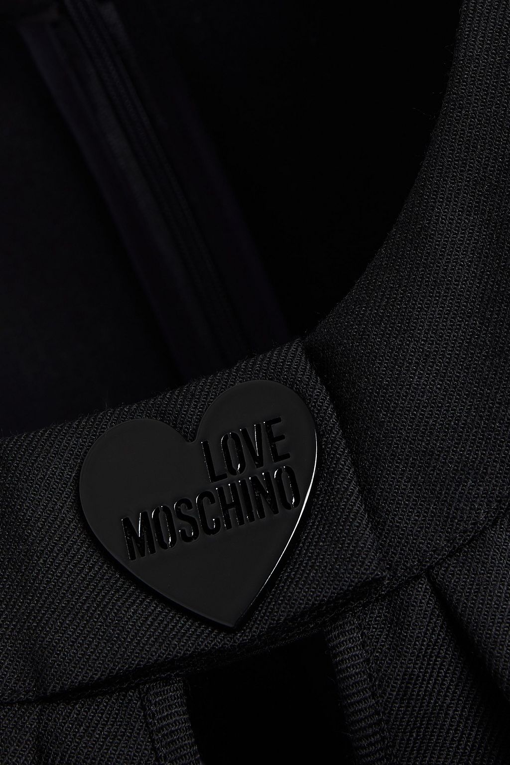 LOVE MOSCHINO Pleated appliquéd twill mini dress