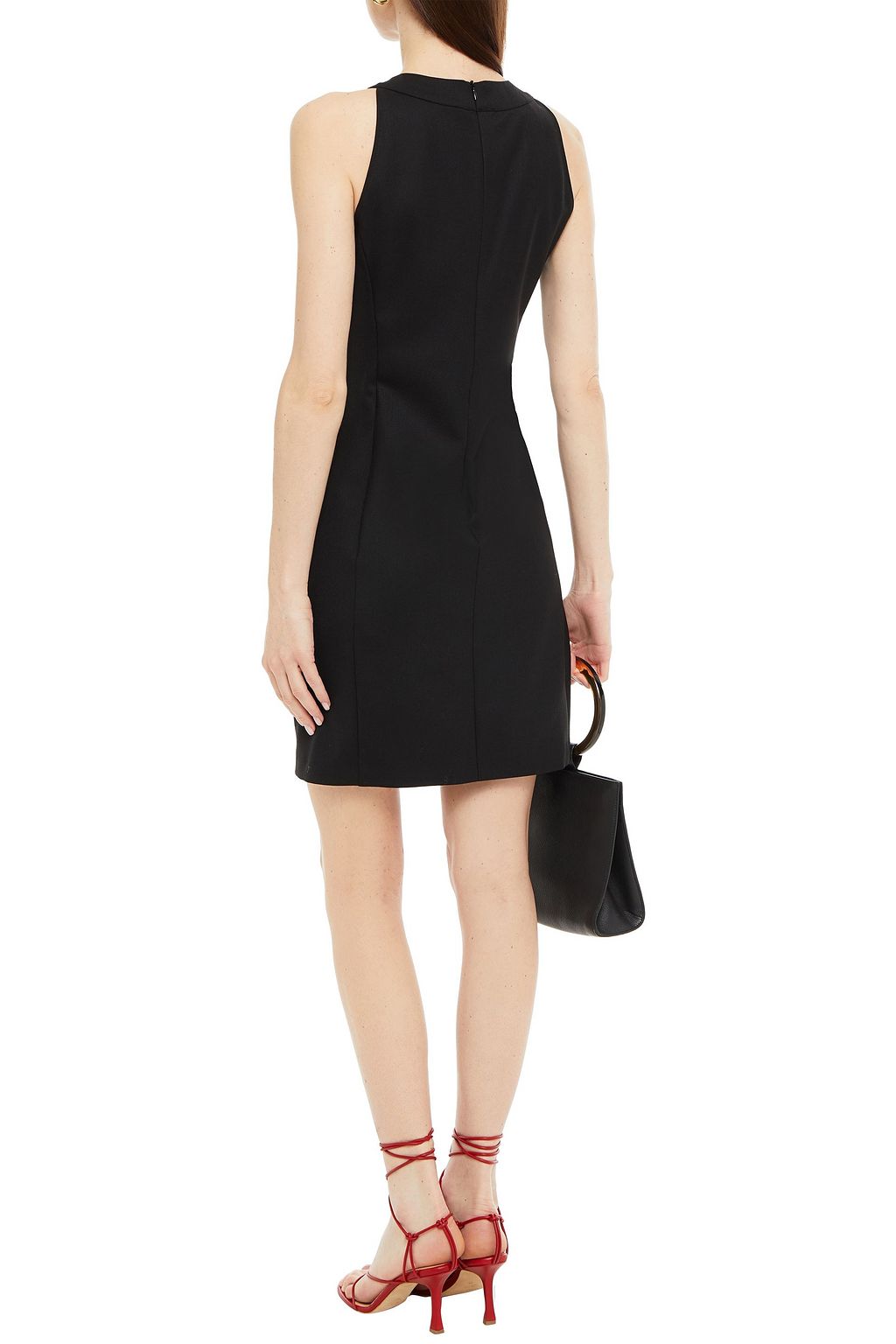 LOVE MOSCHINO Pleated appliquéd twill mini dress