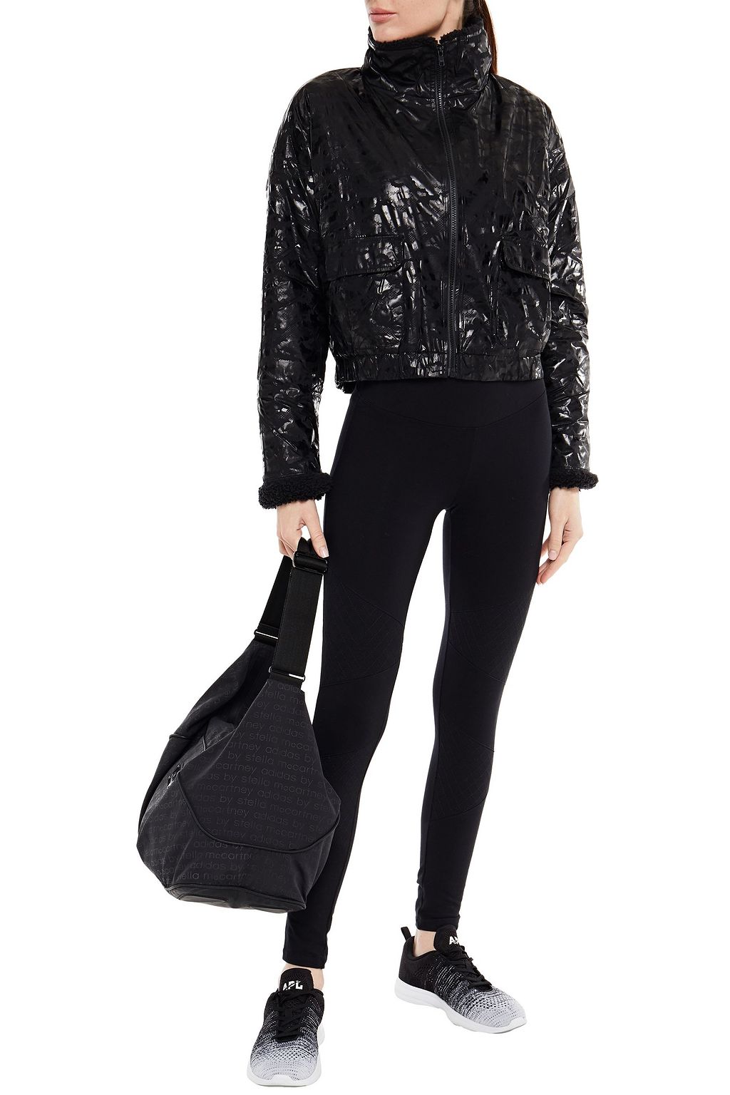 LANSTON SPORT Faux shearling-trimmed printed shell jacket