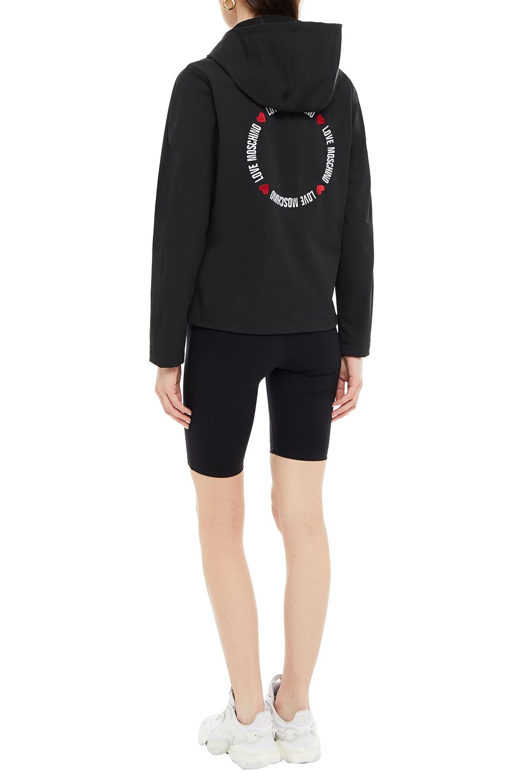 LOVE MOSCHINO Embroidered woven hooded jacket