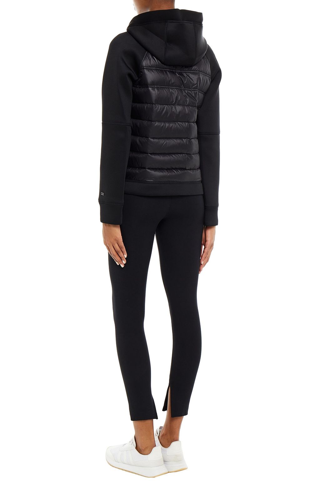 DKNY Shell-paneled quilted scuba hooded jacket