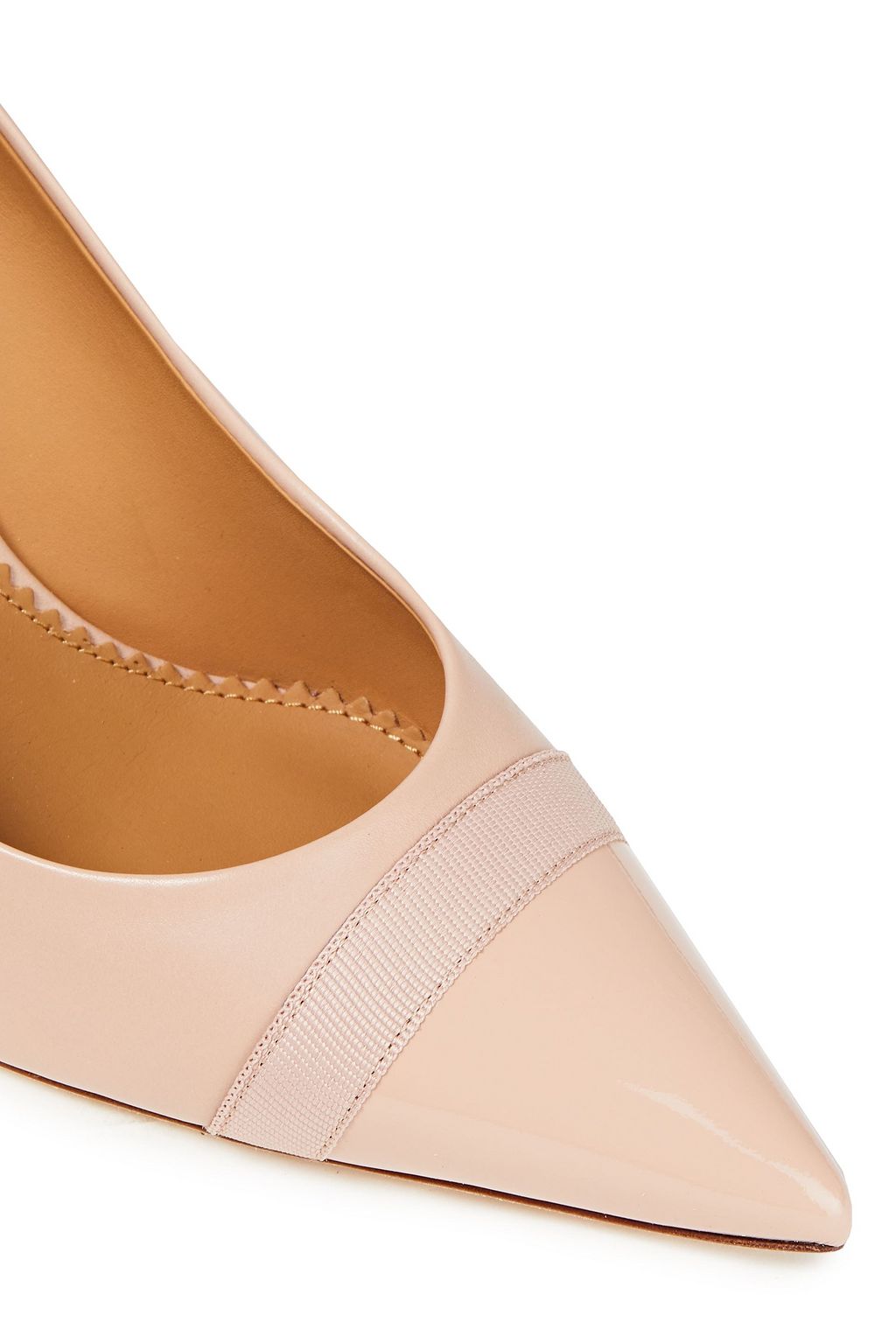 TORY BURCH Grosgrain-trimmed smooth and patent-leather pumps