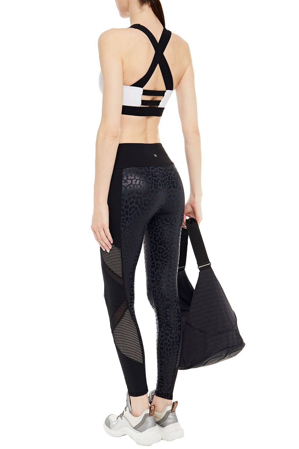 LANSTON SPORT Kennedy paneled leopard-print stretch-jersey leggings