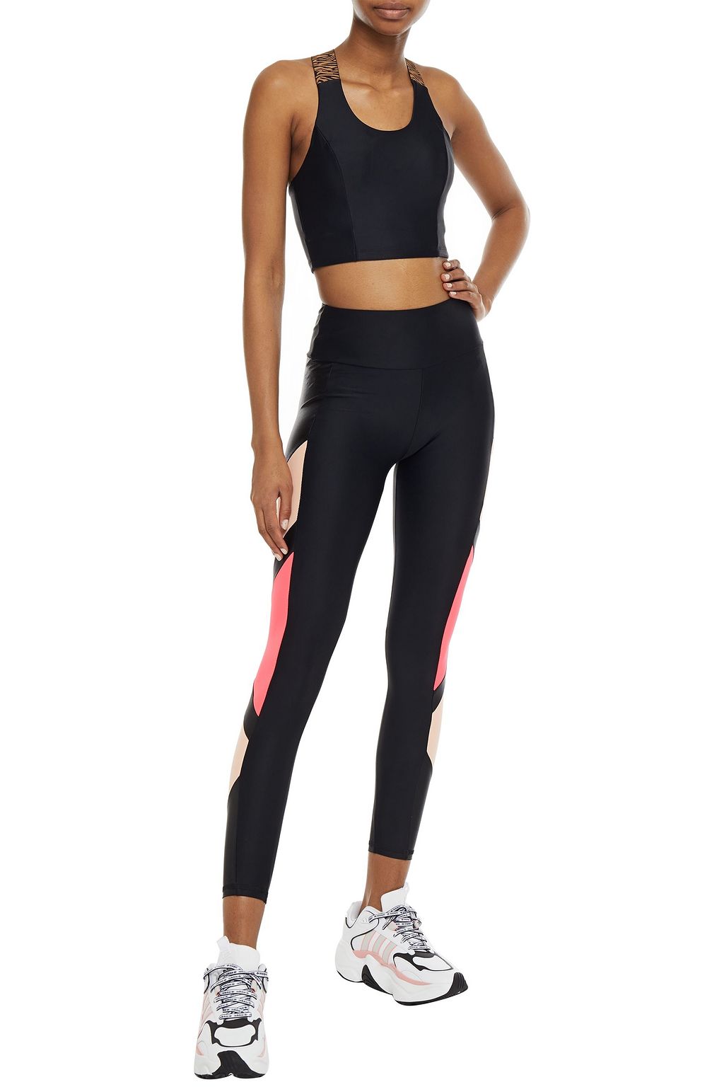 LANSTON SPORT Brayden jacquard-trimmed stretch sports bra