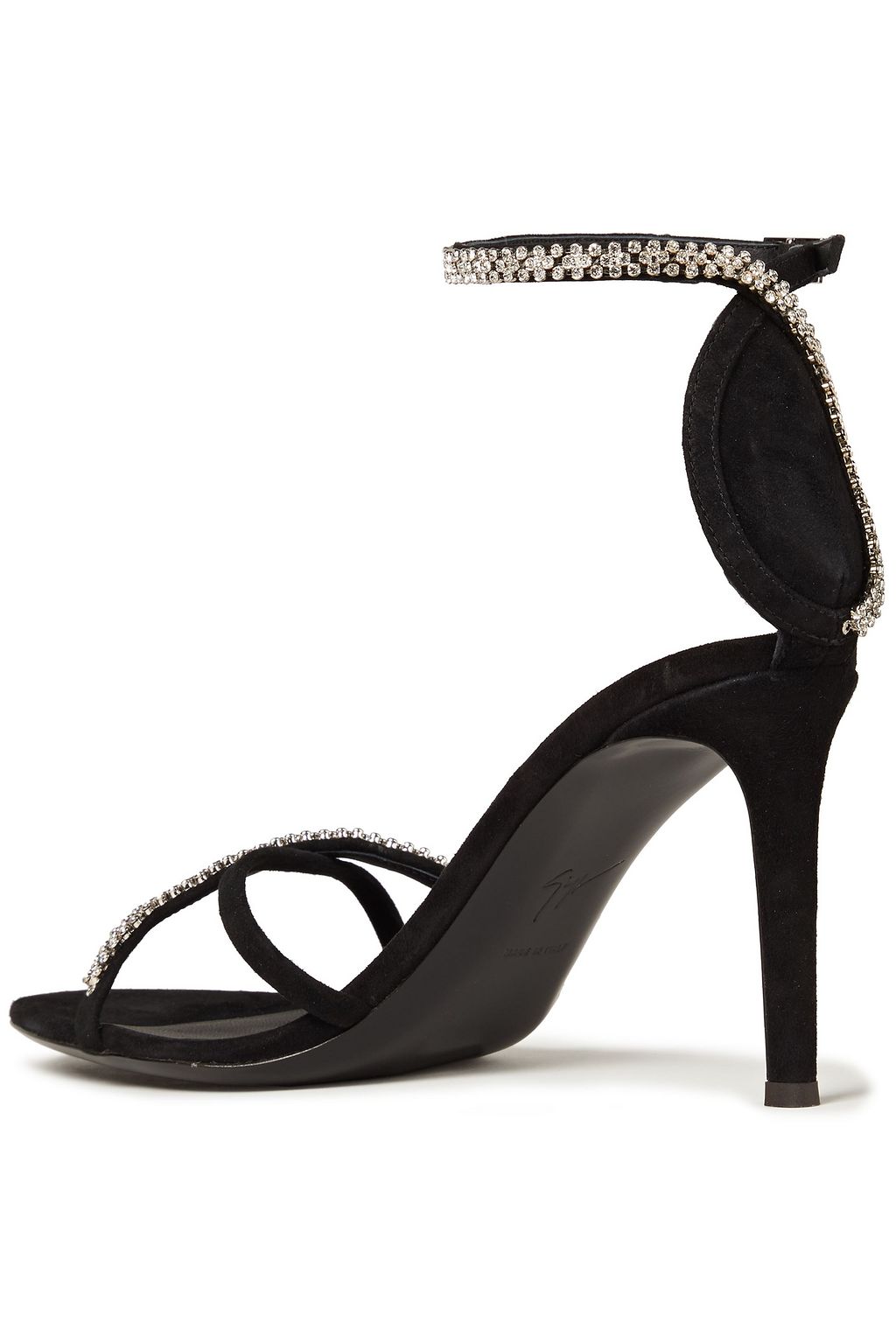 GIUSEPPE ZANOTTI Sandalen aus Veloursleder mit Kristallverzierung