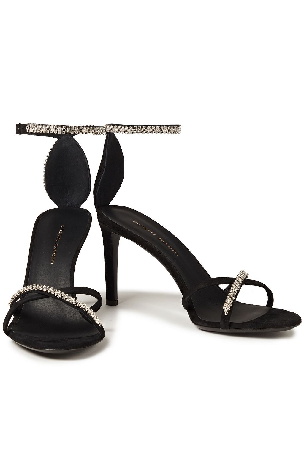 GIUSEPPE ZANOTTI Sandalen aus Veloursleder mit Kristallverzierung
