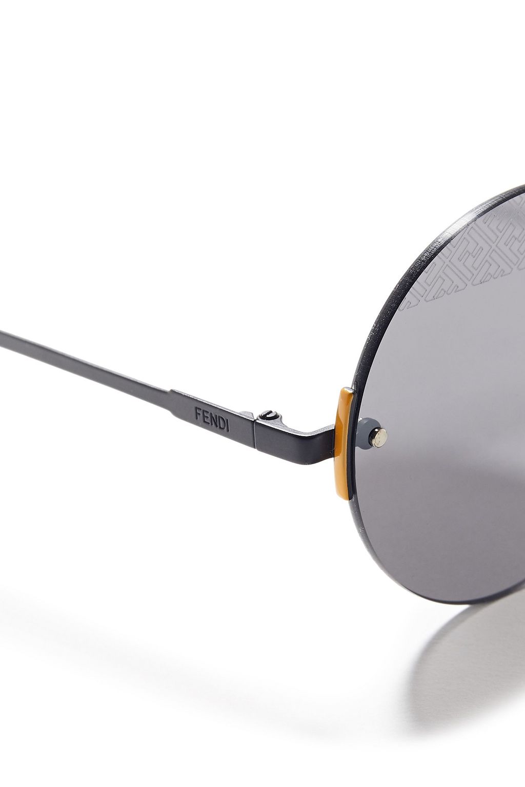 FENDI Round-frame gunmetal-tone sunglasses