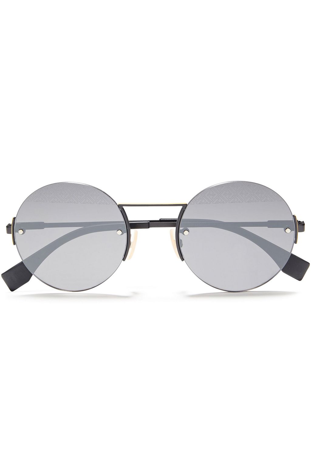 Round-frame gunmetal-tone sunglasses 