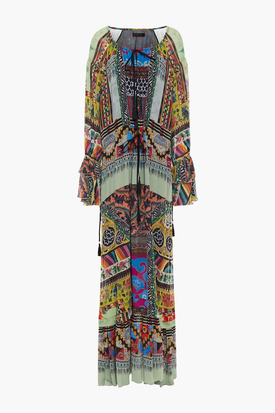 etro - tiered printed silk-gauze maxi dress - multicolor - it 38