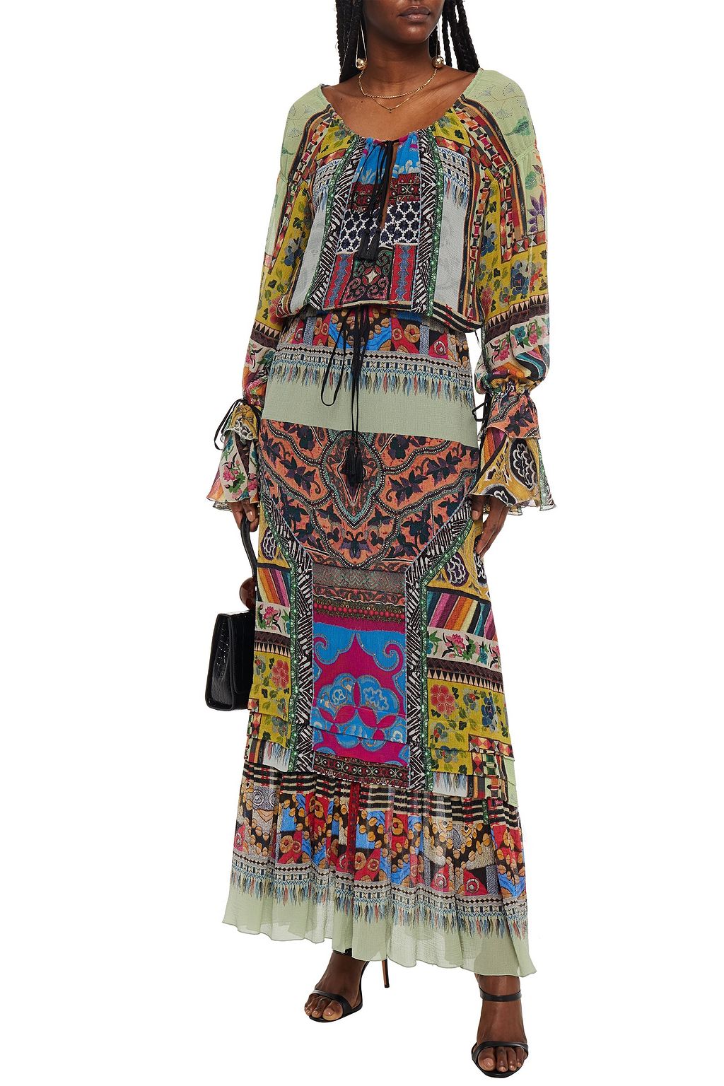 ETRO Tiered printed silk-gauze maxi dress