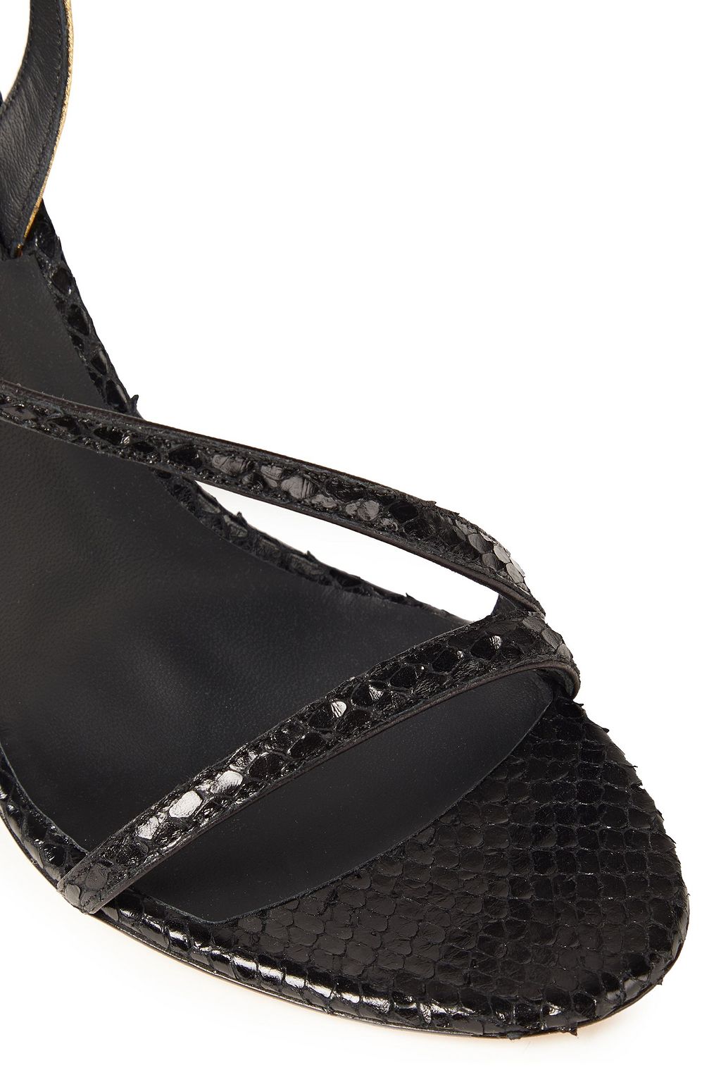 GIUSEPPE ZANOTTI Polina metallic and snake-effect leather slingback sandals